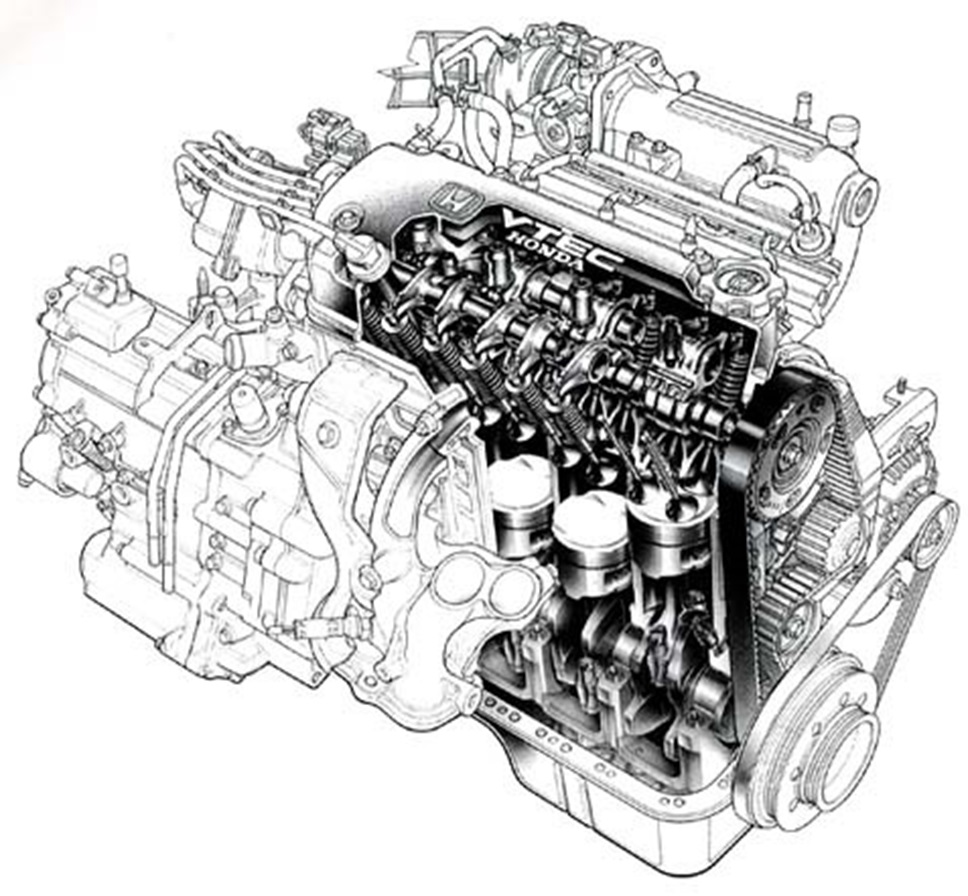 Двигатели автомобиля хонда. Мотор Хонда д16а. Двигатель d15b Honda. Двигатель d15b VTEC-E. Двигатель d16a Honda HR V схема.