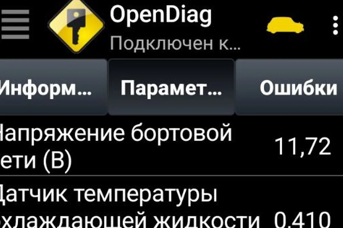 Напряжения датчиков Шевроле Нивы в OpenDiag