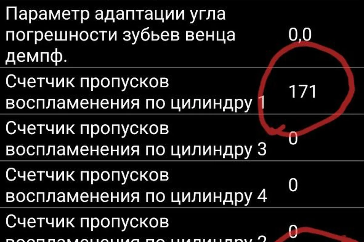 Счётчик пропусков воспламенения в OpenDiag на Шевроле Ниве