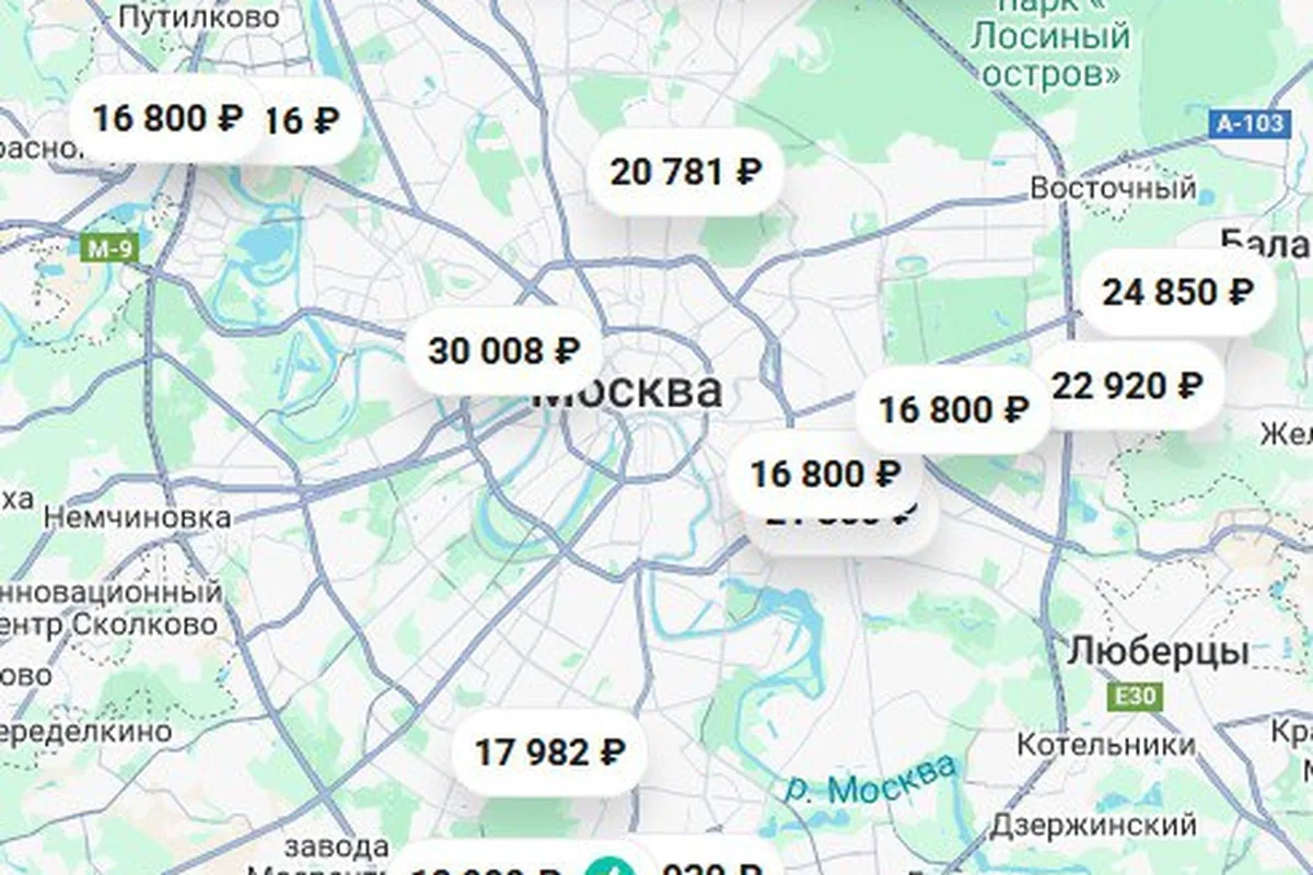 Карта цен на ТО-2 Jetour Dashing у дилеров Москвы