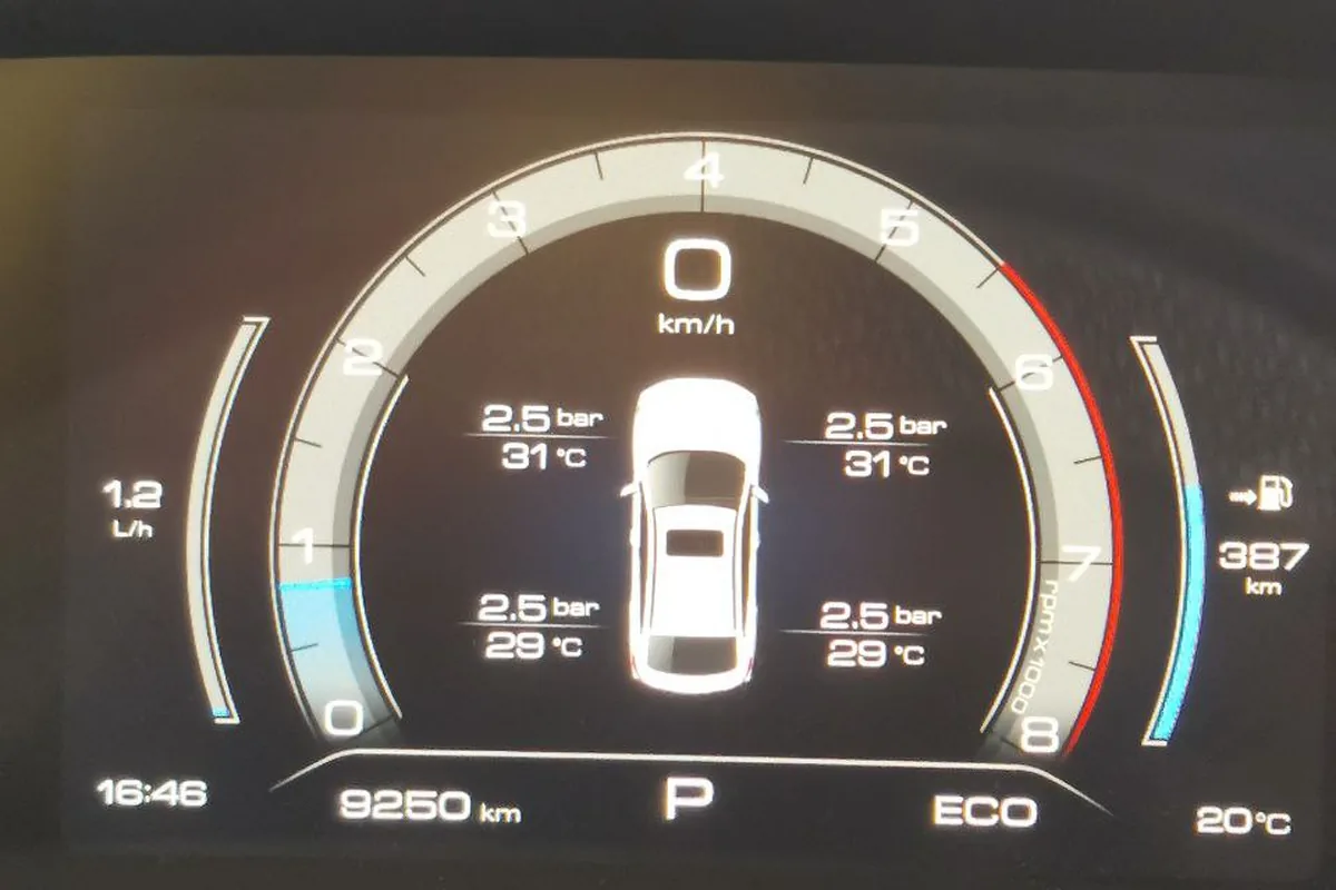 Экран давления в шинах Haval F7 с показаниями по каждому колесу