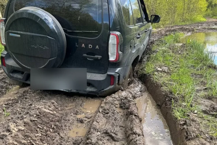 Повреждённая шина 205/75 R15 Нивы Тревел