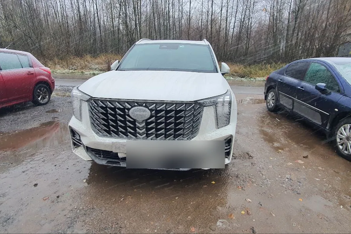 GAC GS8 зимой с датчиками, залепленными наледью