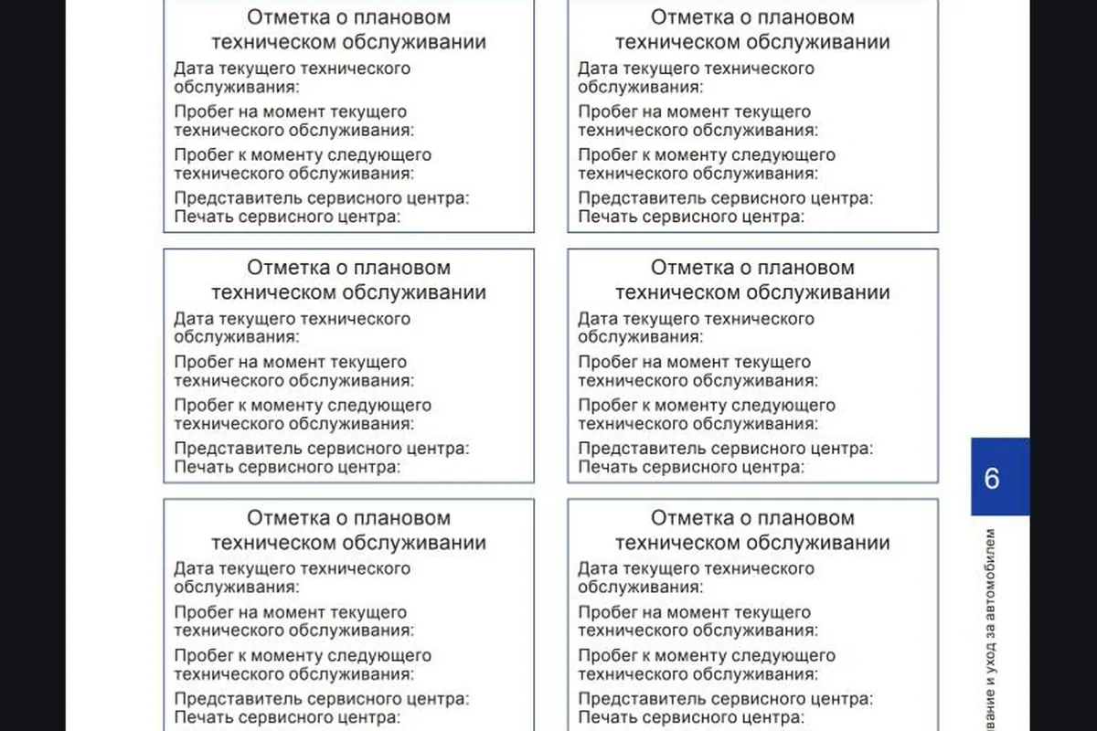 Свидетельство о прохождении планового технического обслуживания