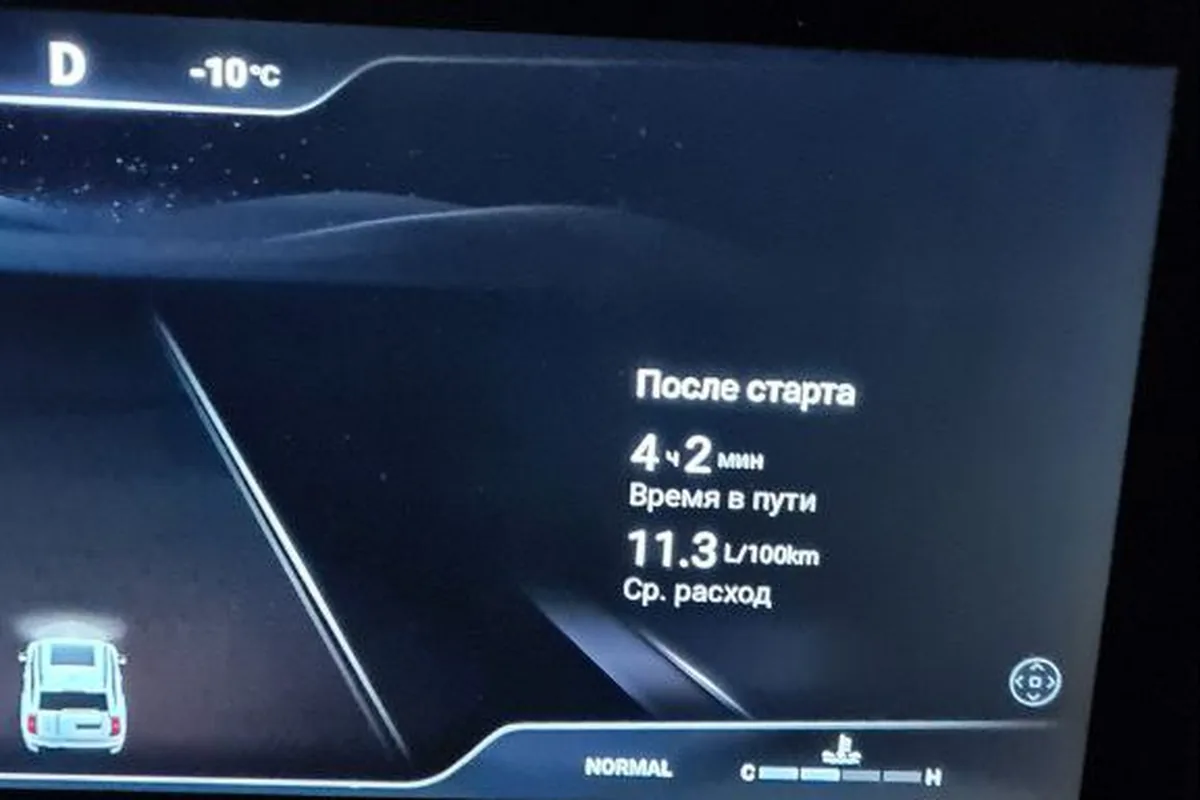 Экран бортового компьютера Haval H9 с расходом после заправки