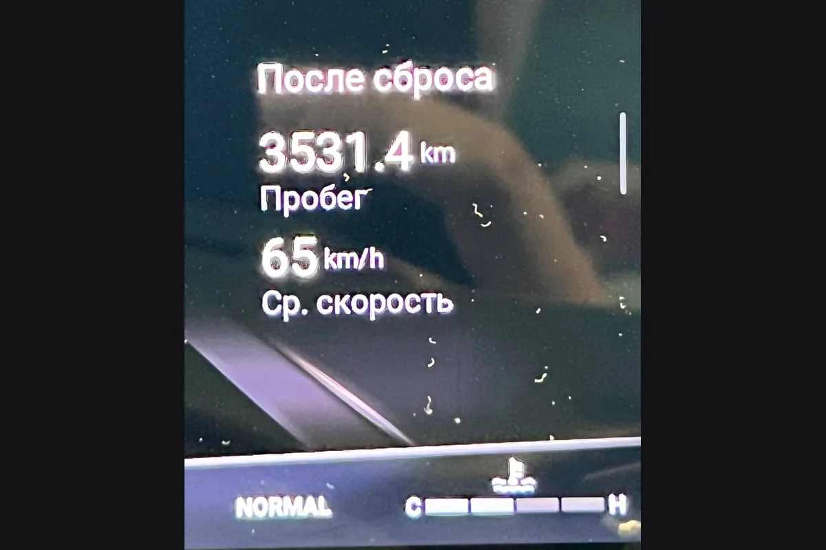Экран Haval H9 с итогами поездки: 3531 км и средняя скорость 65 км/ч