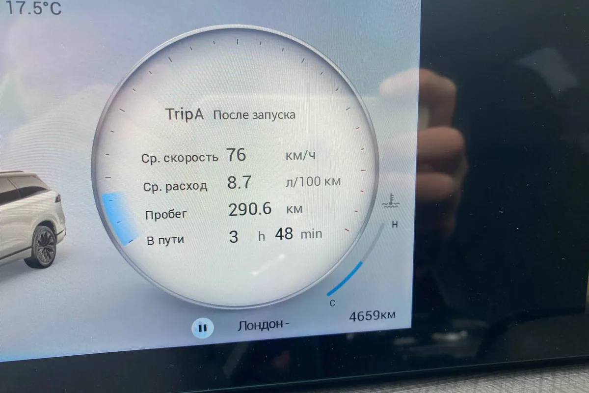 Бортовой компьютер Jaecoo J8 с расходом на трассе