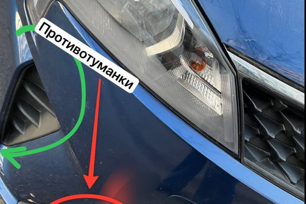 Места под противотуманные фары в бампере Kia Rio