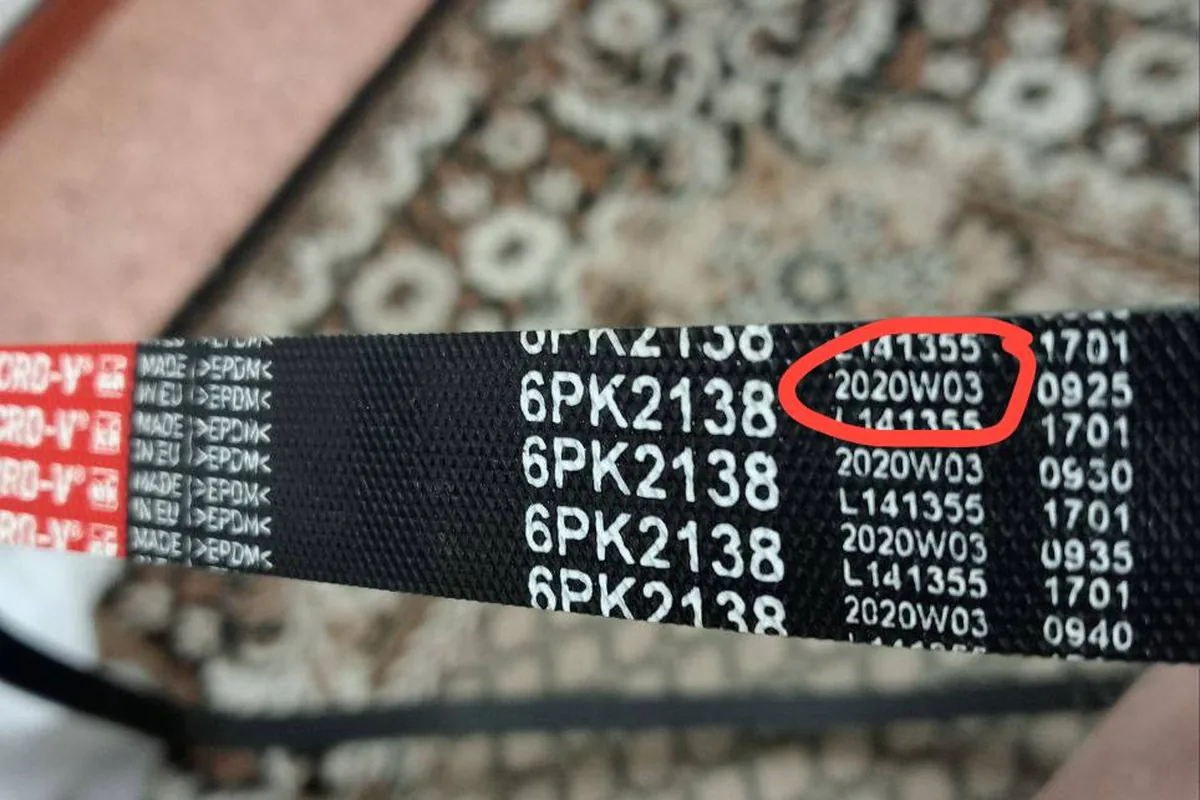 Маркировка ремня генератора Kia Rio 3 6PK2138 с датой