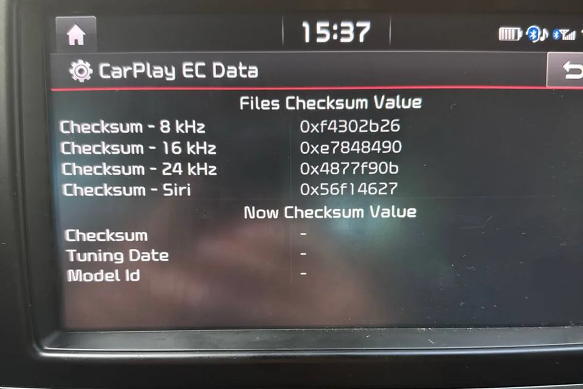 Раздел CarPlay EC Data в инженерном меню Kia Sportage 4