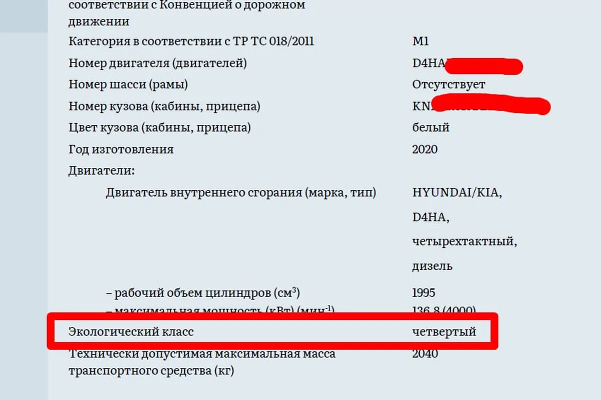 Выписка ЭПТС Kia Sportage 4 с дизелем D4HA