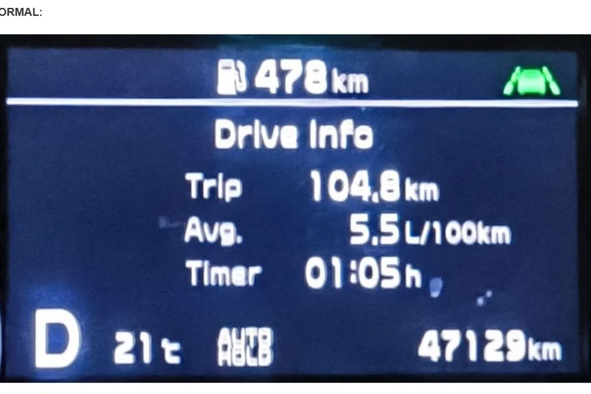 Экран Drive Info дизельного Kia Sportage 4: 5,5 л/100 км