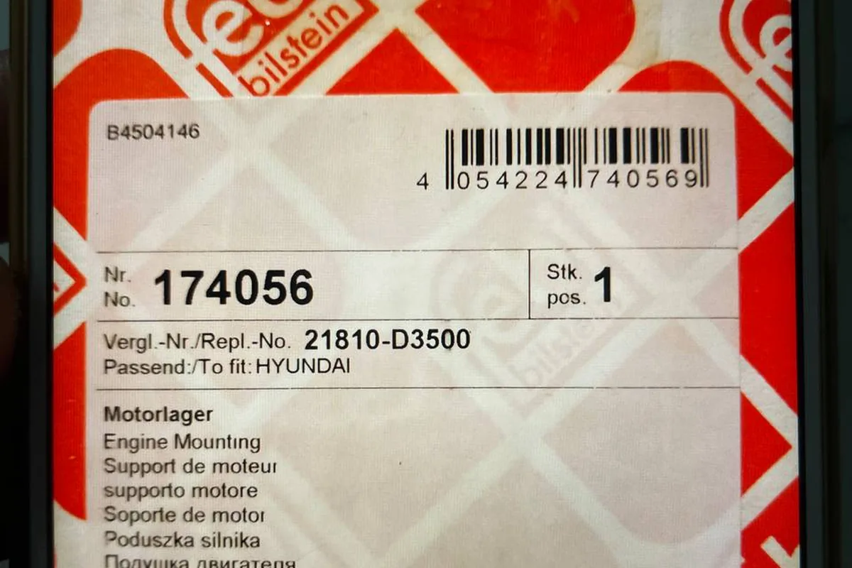 Этикетка Febi 174056 на опору двигателя 21810-D3500