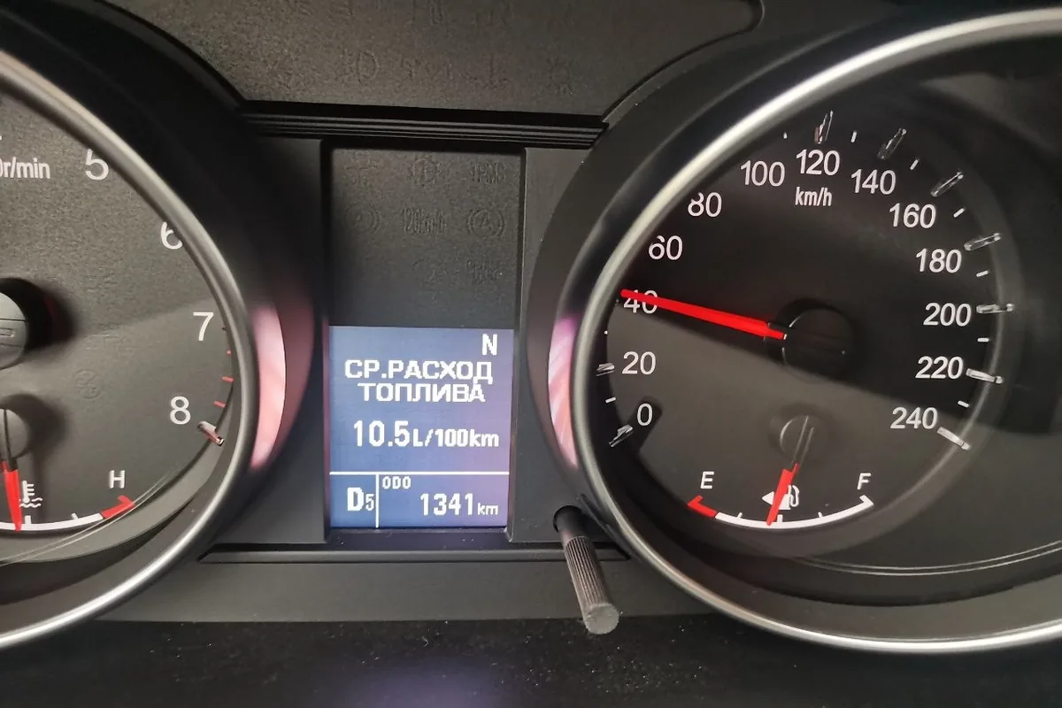 Приборная панель Haval M6 со средним расходом 10,5 литра на 100 км