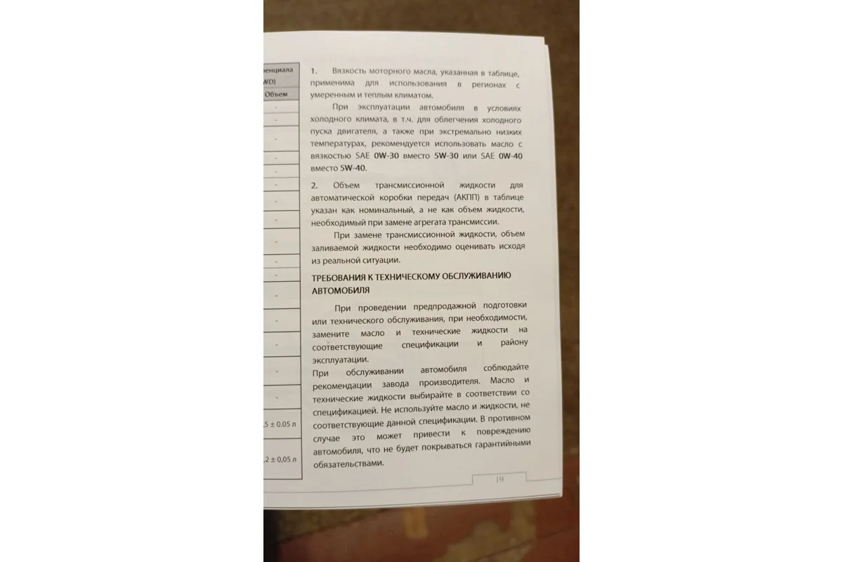 Страница руководства: вязкость масла для холодного климата