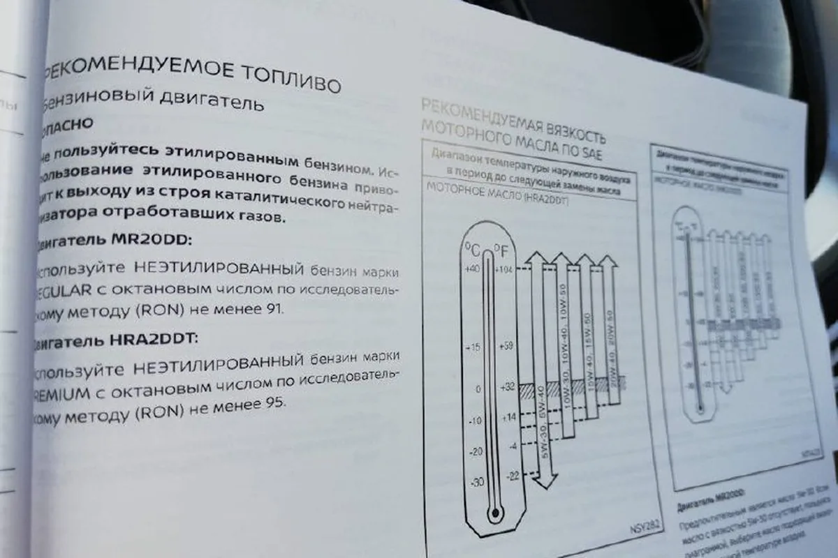 Руководство Nissan Qashqai: требования к бензину для MR20DD и HRA2DDT