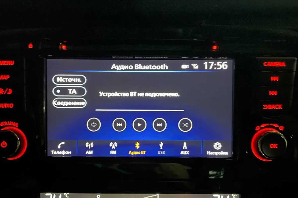 Экран NissanConnect Nissan Qashqai J11: «Устройство BT не подключено»