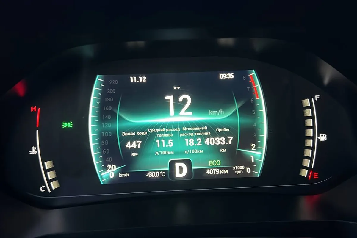 Приборная панель Chery Tiggo 4 в минус 30 с низкой температурой двигателя