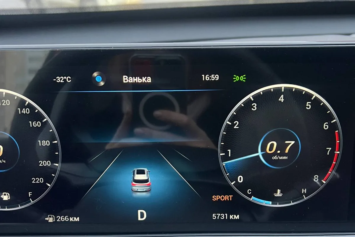 Приборная панель Chery Tiggo 7 Pro Max при −32 °C