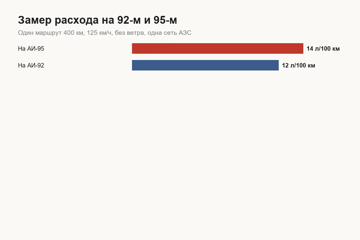 Сравнение расхода топлива Tank 300 на 92-м и 95-м бензине по замеру владельца на одном маршруте
