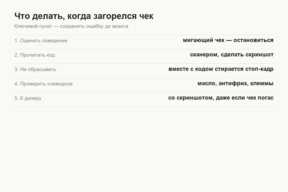 Порядок действий при загорании чека на Tank 300