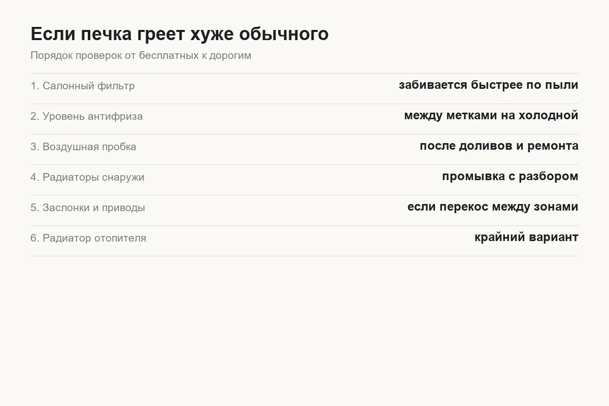Что проверить, если печка Tank 300 греет хуже обычного