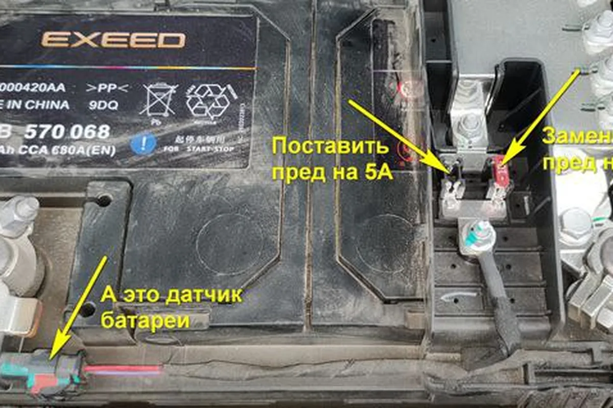 Аккумулятор Exeed TXL под капотом с подписями владельца
