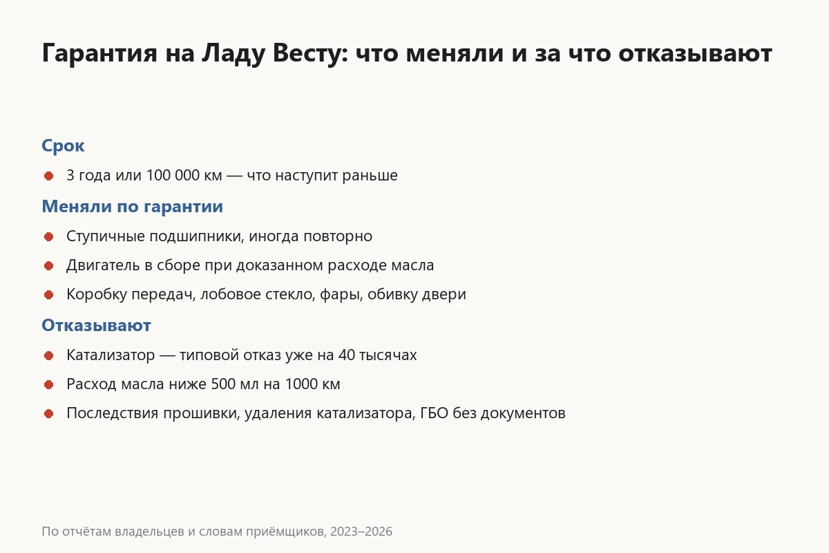 Карточка с условиями гарантии на Ладу Весту