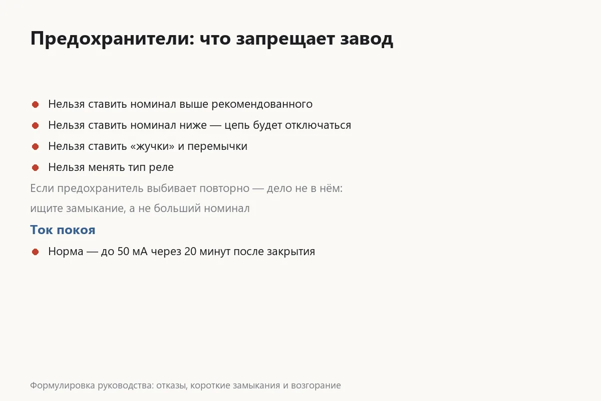 Карточка правил по предохранителям Лады Весты