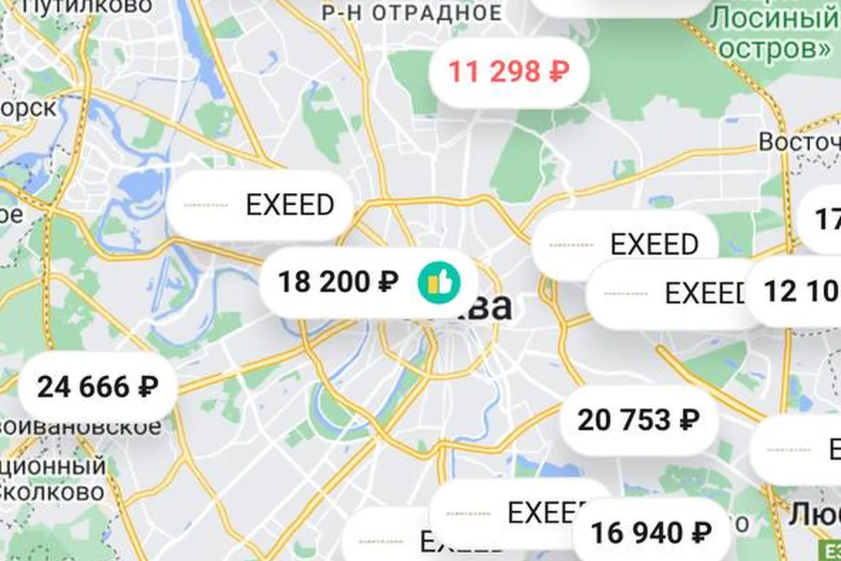 Карта сервисов с ценами на одно и то же ТО