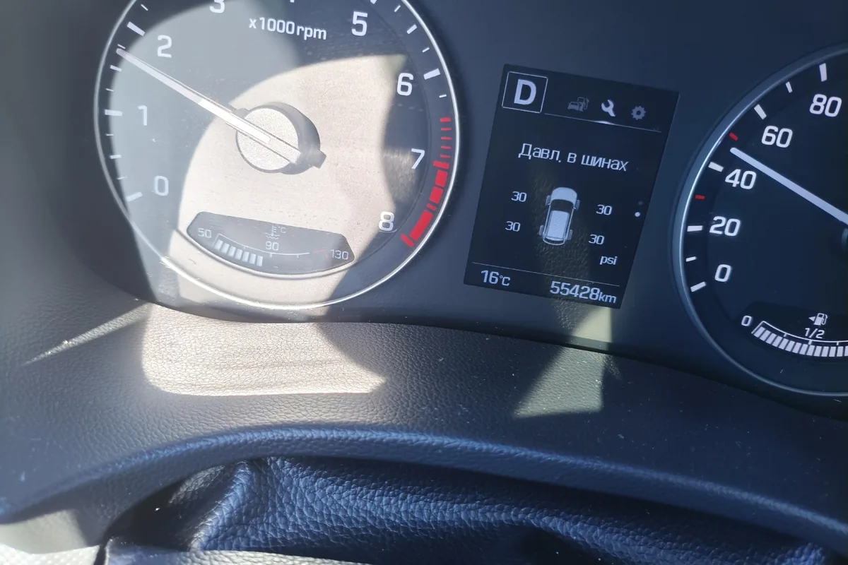 Давление в шинах на приборке рестайлинговой Hyundai Creta 2021 года