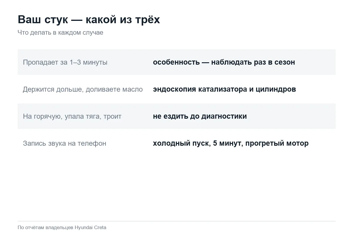Как отличить стук двигателя Hyundai Creta: три сценария
