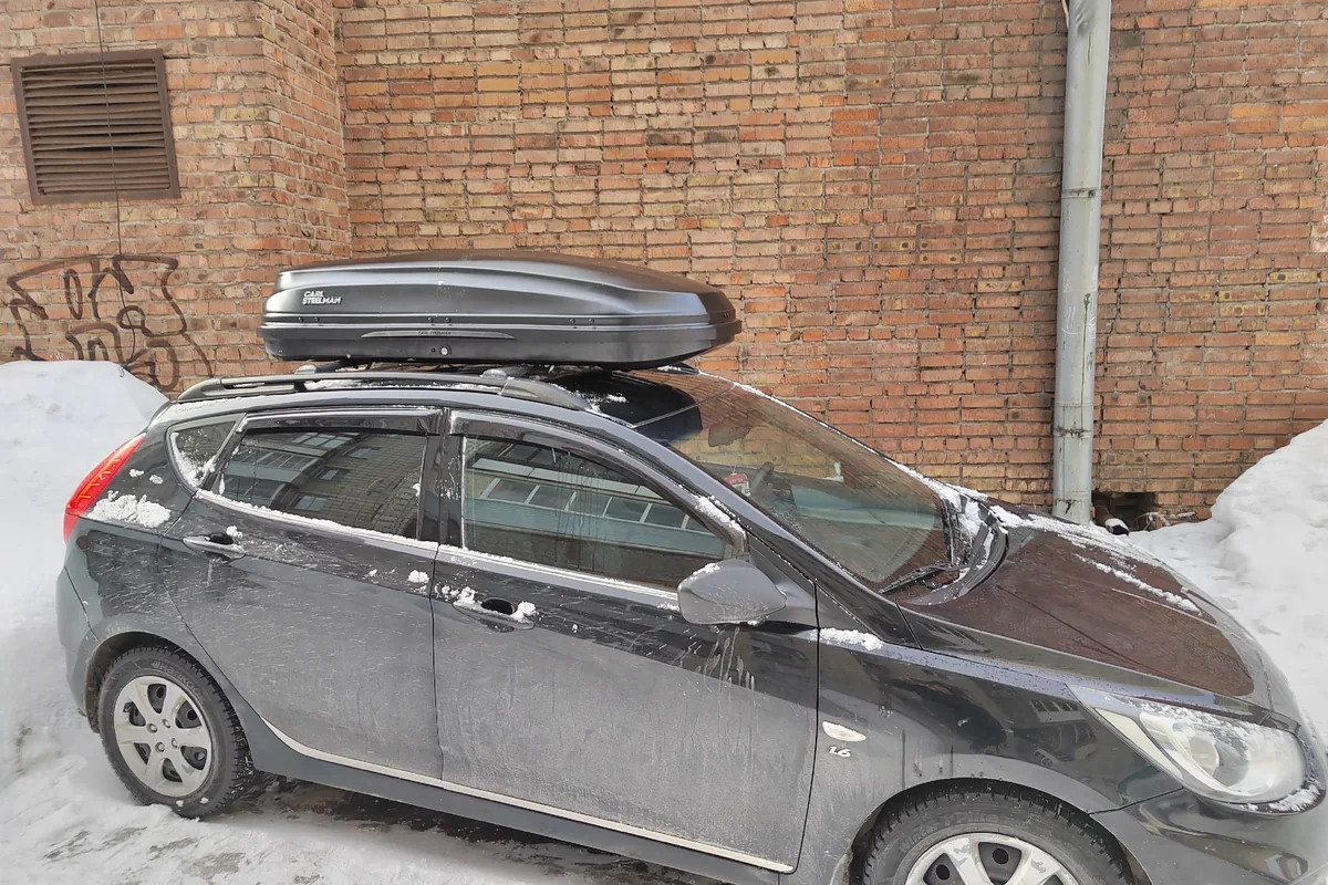 Автобокс на рейлингах Hyundai Solaris 1 хэтчбек