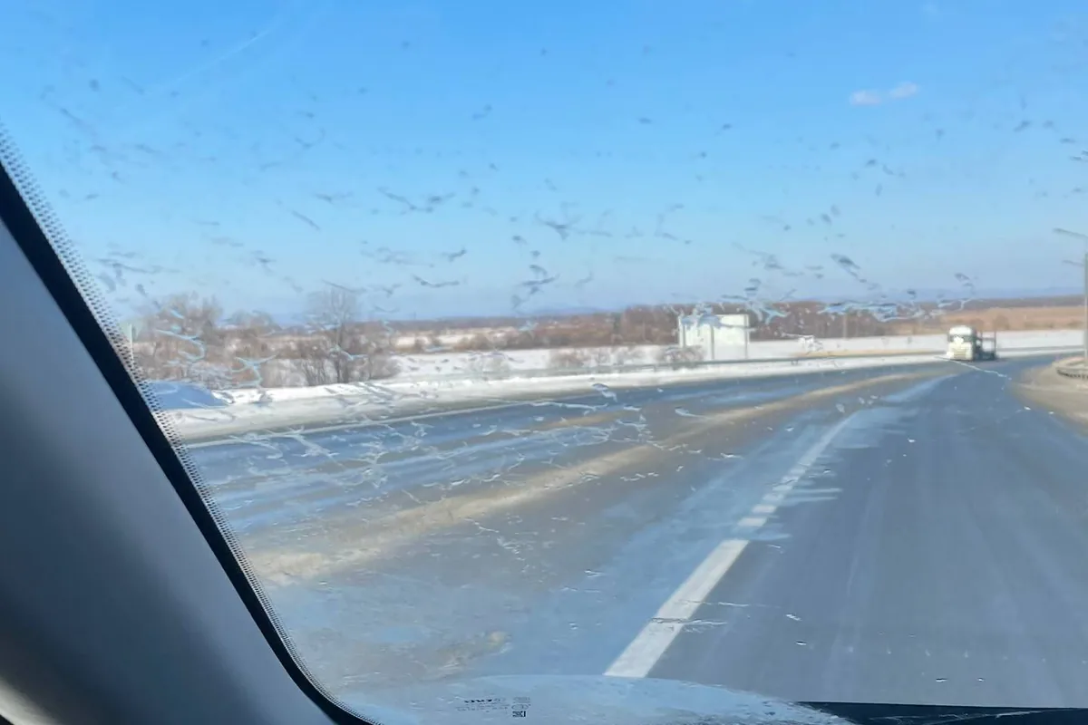 Разводы на лобовом стекле от плохой незамерзайки