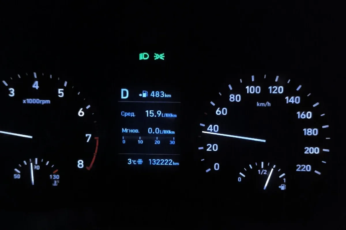 Бортовой компьютер Hyundai Solaris 2 со средним расходом в городе