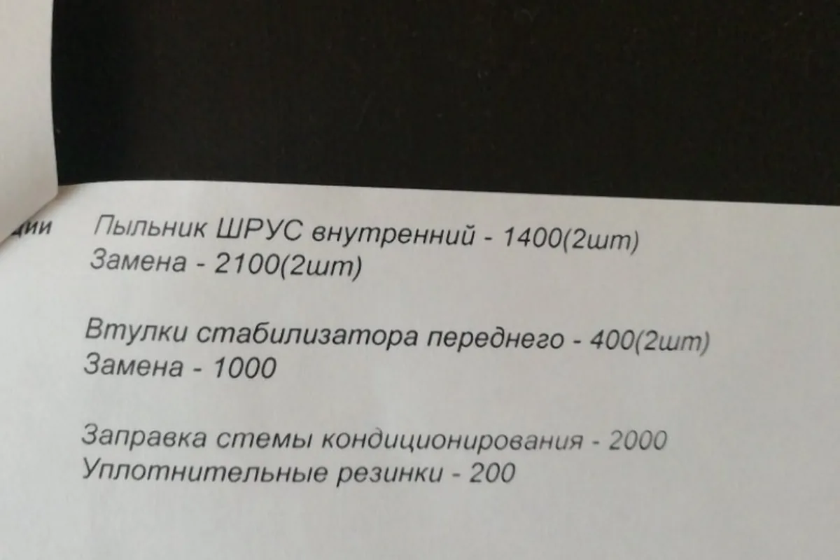 Смета на замену пыльников ШРУС на Kia Ceed