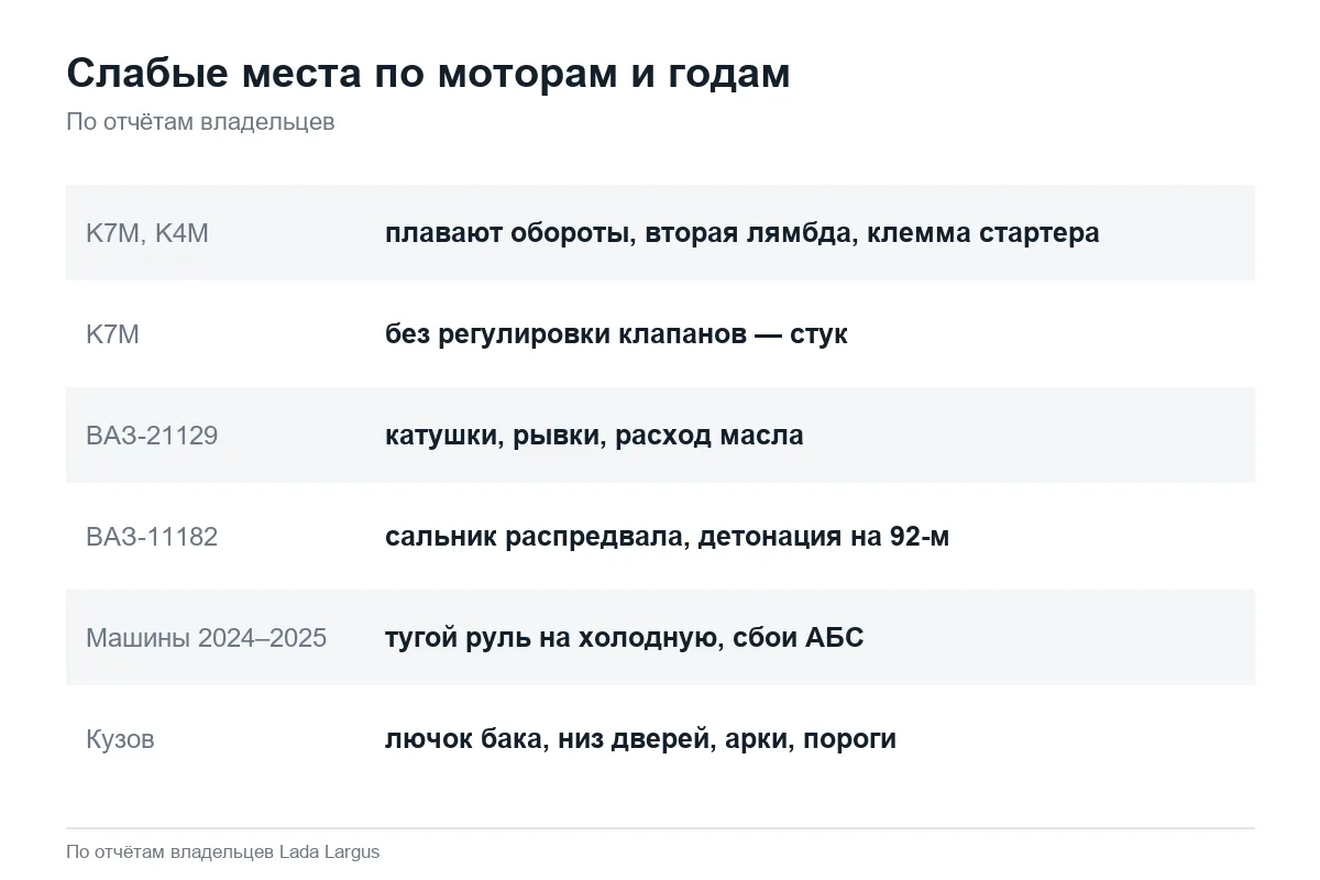 Слабые места моторов Рено и ВАЗ на Лада Ларгус