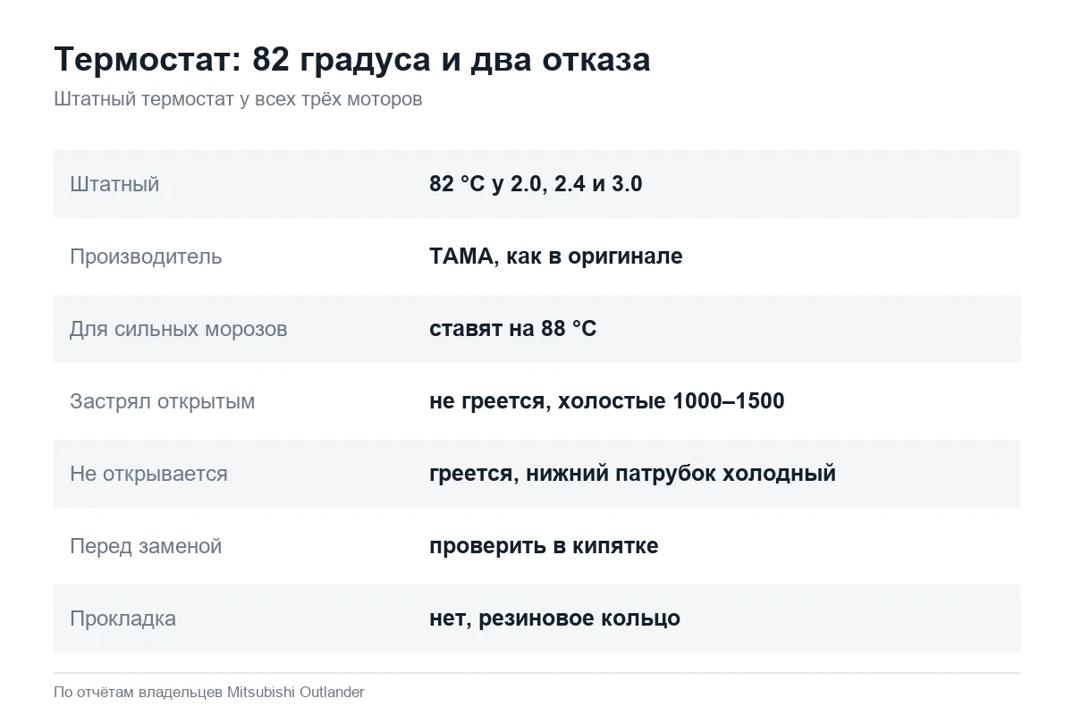 Термостат Mitsubishi Outlander: признаки неисправности и замена