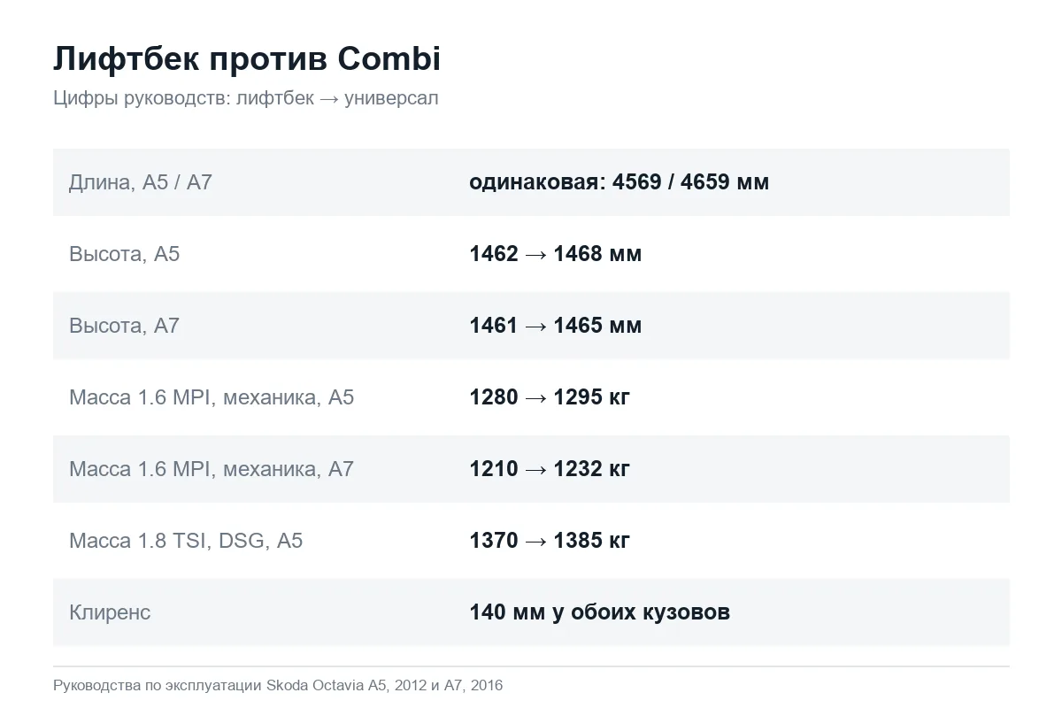 Разница между лифтбеком и универсалом Шкода Октавия