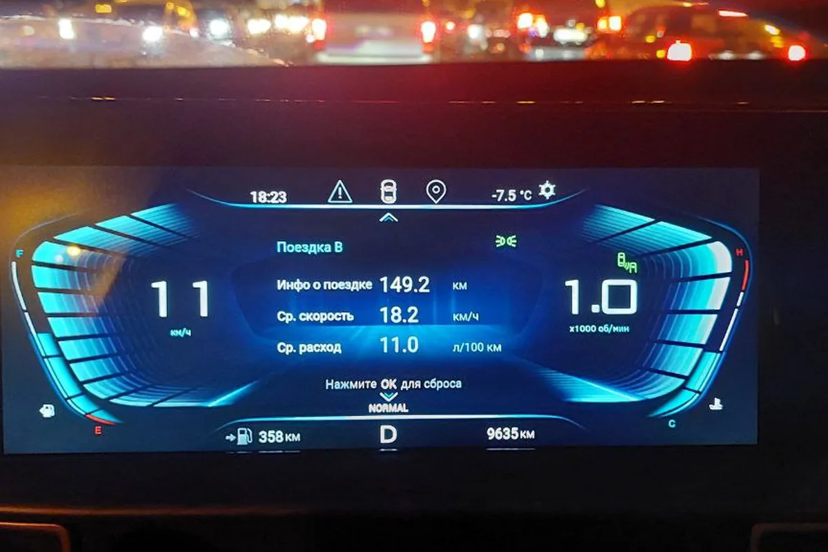 Бортовой компьютер Exeed LX 1,5 после поездок по пробкам зимой