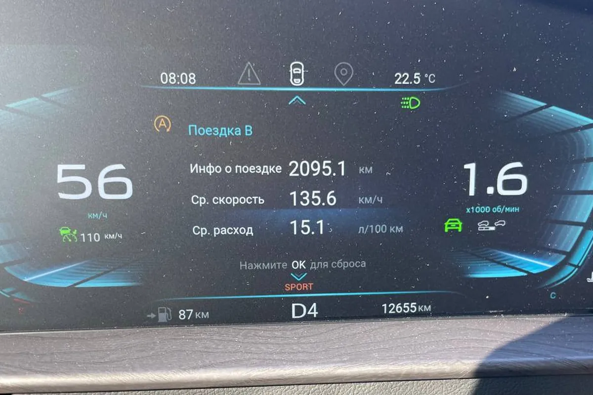 Расход 15,1 л на 100 км на трассе Петербург — Краснодар