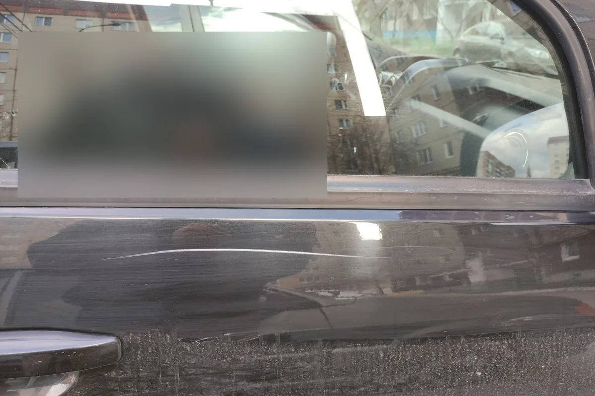 Царапина на задней двери Renault Duster