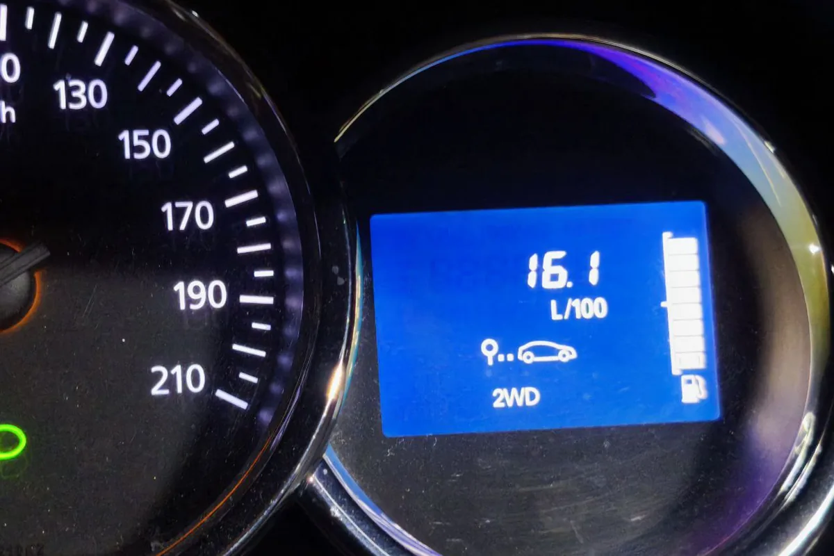 Средний расход 16,1 л на бортовом компьютере Renault Duster