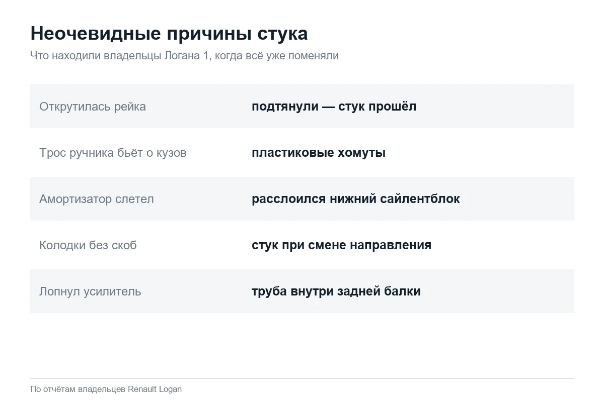 Редкие причины стука в подвеске Рено Логан 1