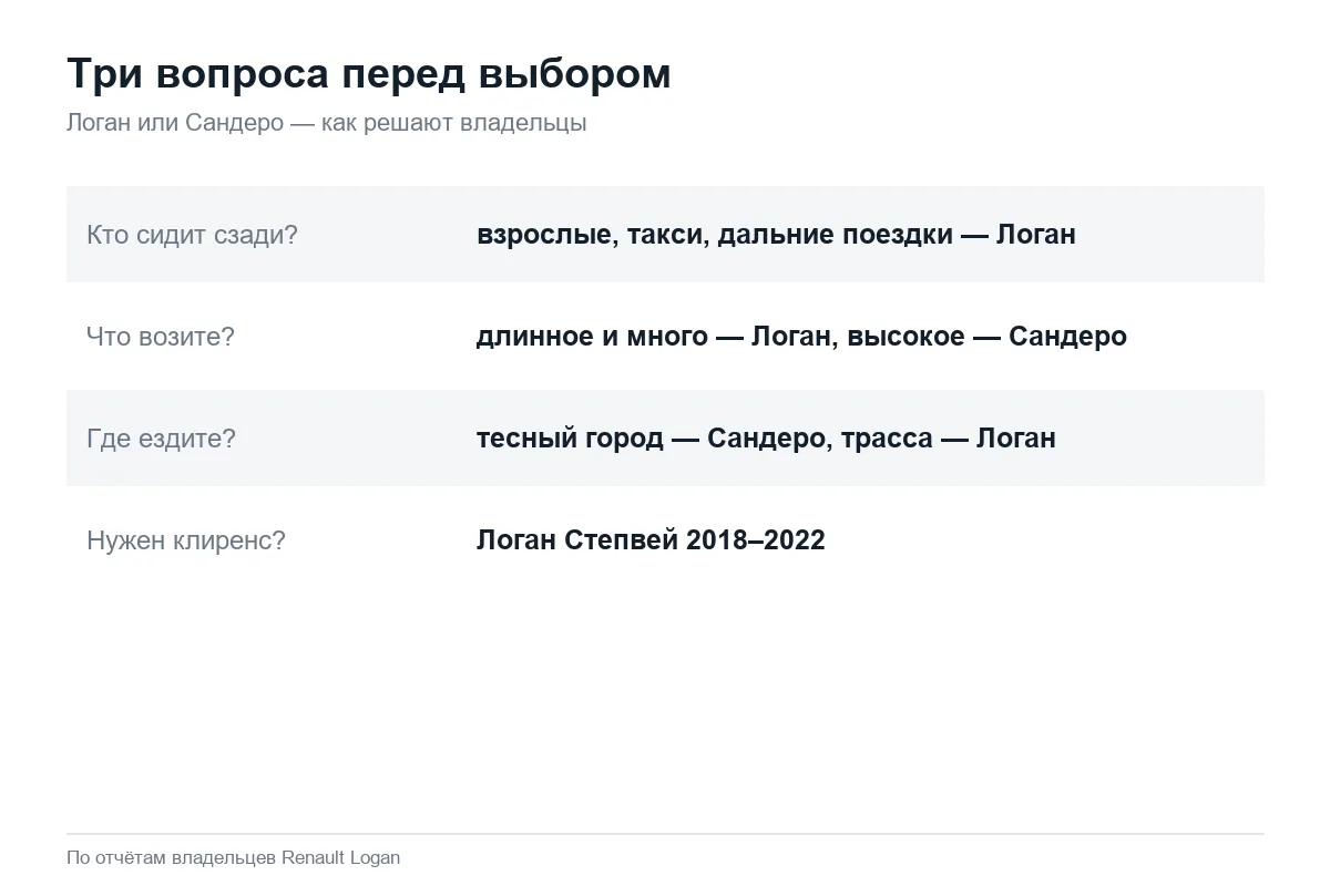Как выбрать между Рено Логан и Сандеро: три вопроса