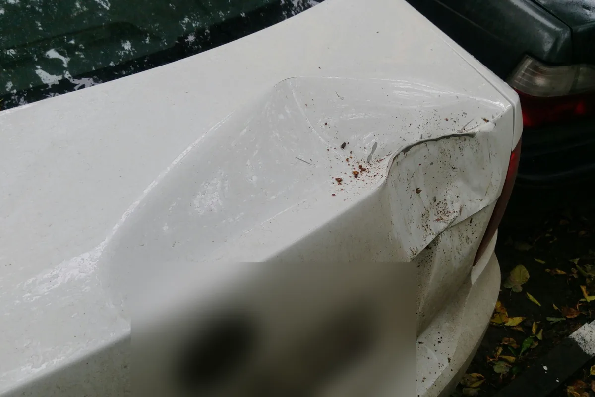 Смятая крышка багажника Volkswagen Polo седан после удара