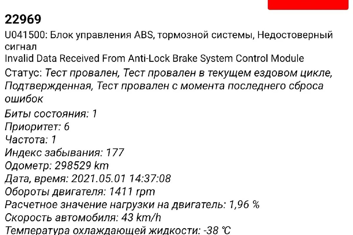 Ошибки ABS в сканере Volkswagen Polo