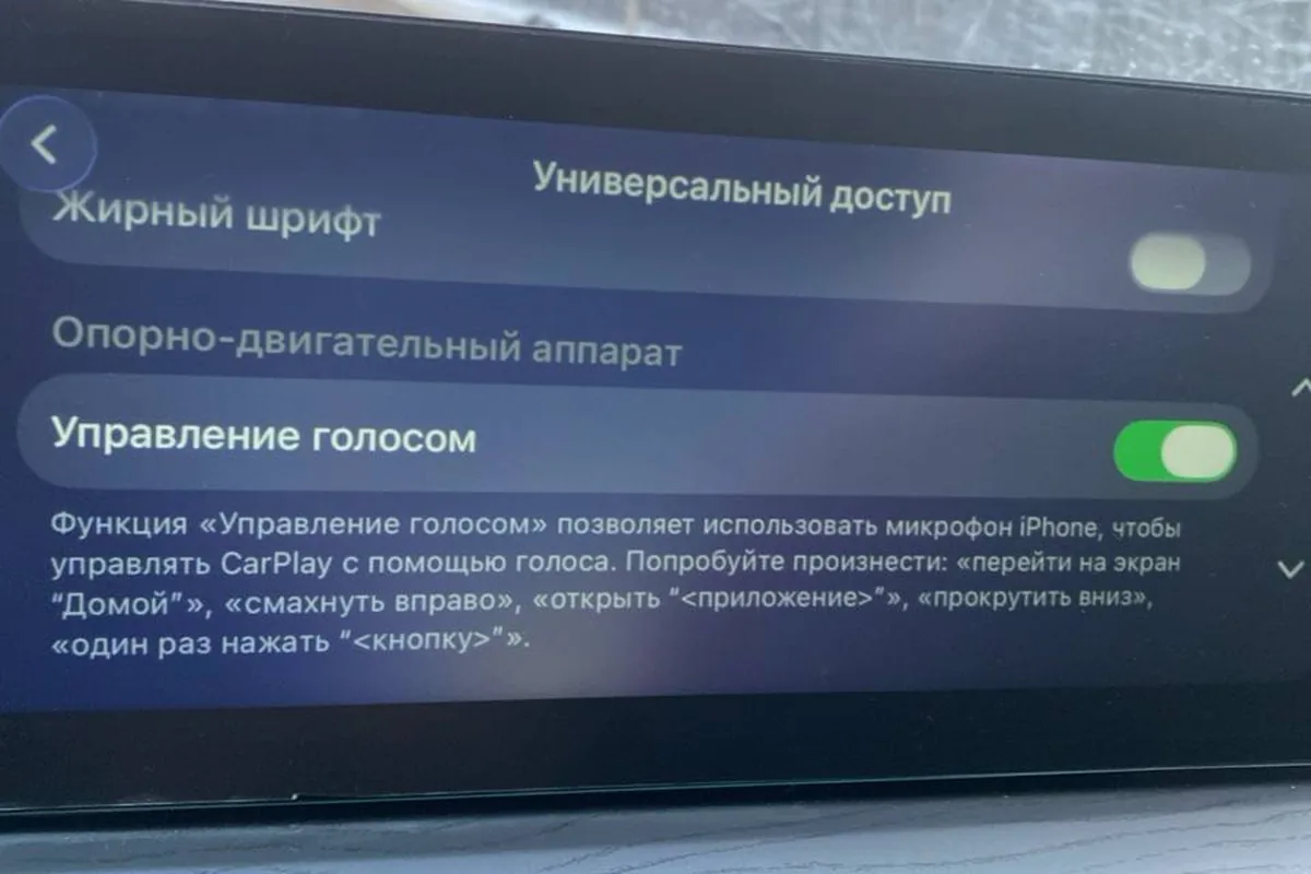 Меню настроек универсального доступа